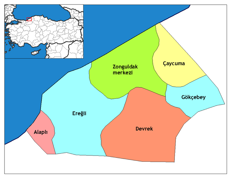 Zonguldak Ilceleri Haritası